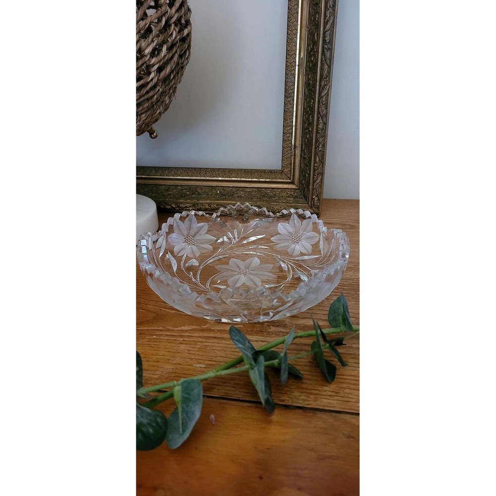 Vintage Cut Crystal Dish Sawtooth Edge Elegant Design Quiet Luxury Maximalist